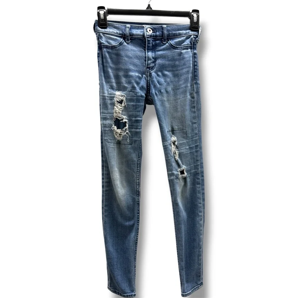 Abercrombie Kids Super Skinny Distressed Jeans Medium‎ Wash Size 12